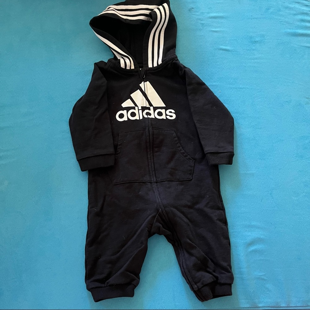 Adidas Black and White Track One Piece | 9 months